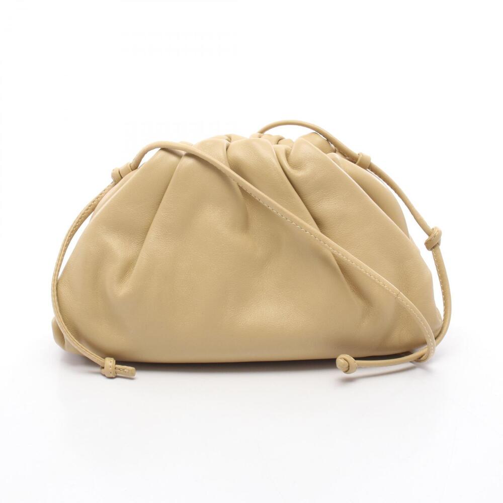 Bottega Veneta The Pouch Clutch Shoulder Bag Leather Beige